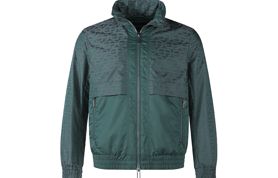 Emporio Armani FW22 Hidden Collar Jacket Green with Logo Pattern 6L1BL6-1NKYZ-F719