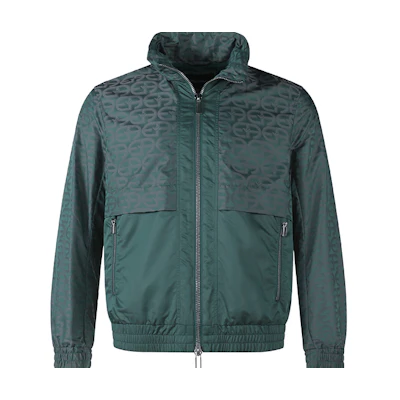 Emporio Armani FW22 Hidden Collar Jacket Green with Logo Pattern 6L1BL6-1NKYZ-F719