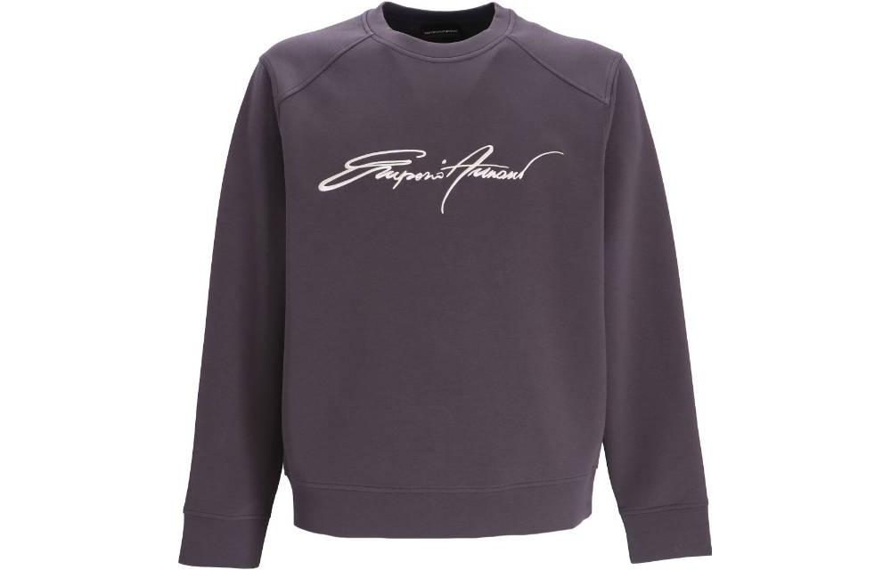 Emporio Armani FW22 Letter Print Crewneck Sweatshirt Battleship Gray 6L1MP3-1JHSZ-06A3