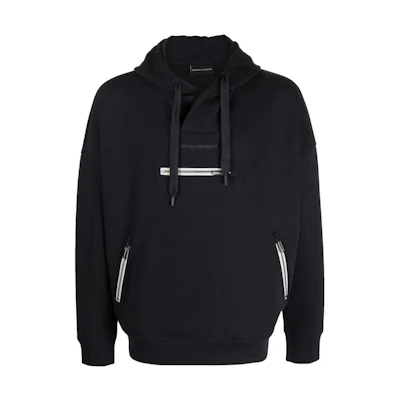 Emporio Armani FW22 Letter Print Zip Hoodie Dark Blue 6L1MM7-1JHSZ-0920