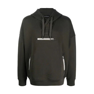 Emporio Armani FW22 Letter Print Zip Hoodie Deep Green 6L1MM7-1JHSZ-0558