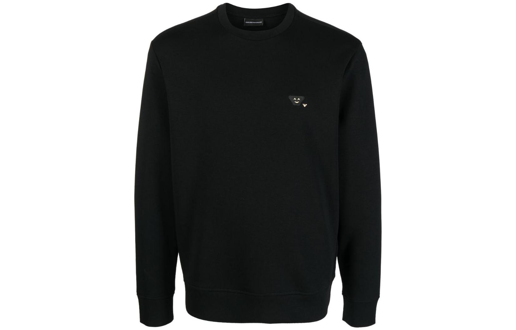 Emporio Armani FW22 Logo Crewneck Long Sleeve Sweatshirt Black Mens 8N1MF-C1JHS-Z999