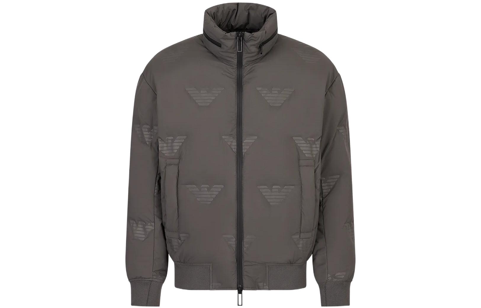 Emporio Armani FW22 Logo Full-Print Zip Jacket Grey 6L1BP41-NNDZ1-0651