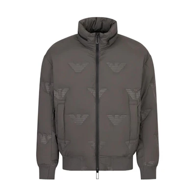 Emporio Armani FW22 Logo Full-Print Zip Jacket Grey 6L1BP41-NNDZ1-0651
