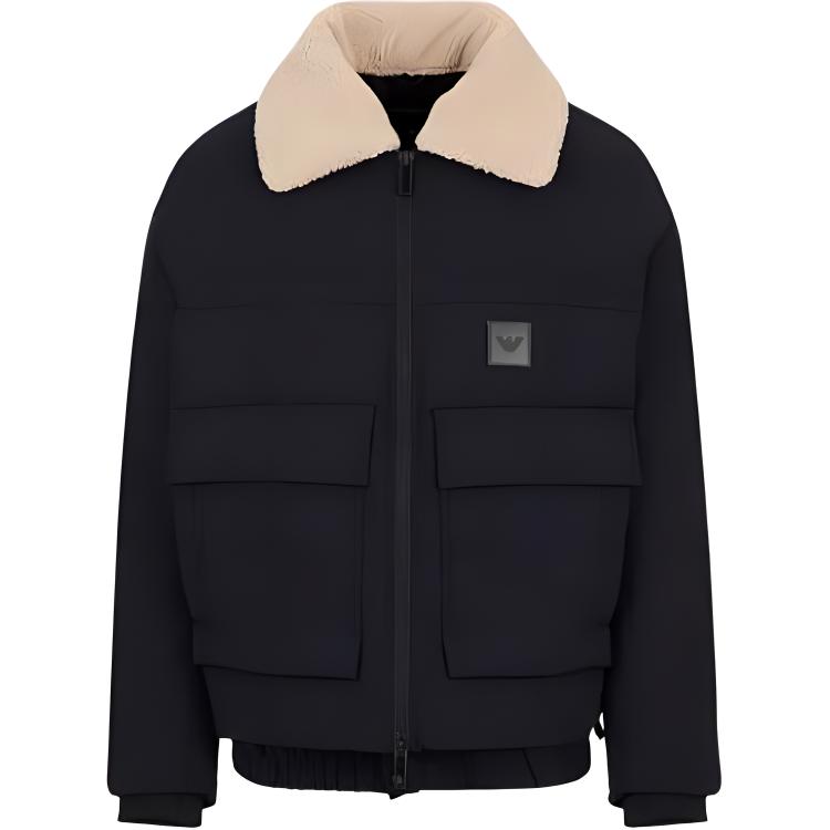 Emporio Armani FW22 Logo Patch Collared Long-Sleeve Jacket Black (Men’s) 6L1BP71-NNIZ1-0920