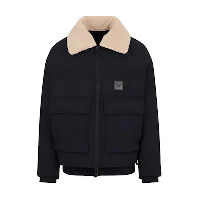 Emporio Armani FW22 Logo Patch Collared Long-Sleeve Jacket Black (Men’s) 6L1BP71-NNIZ1-0920