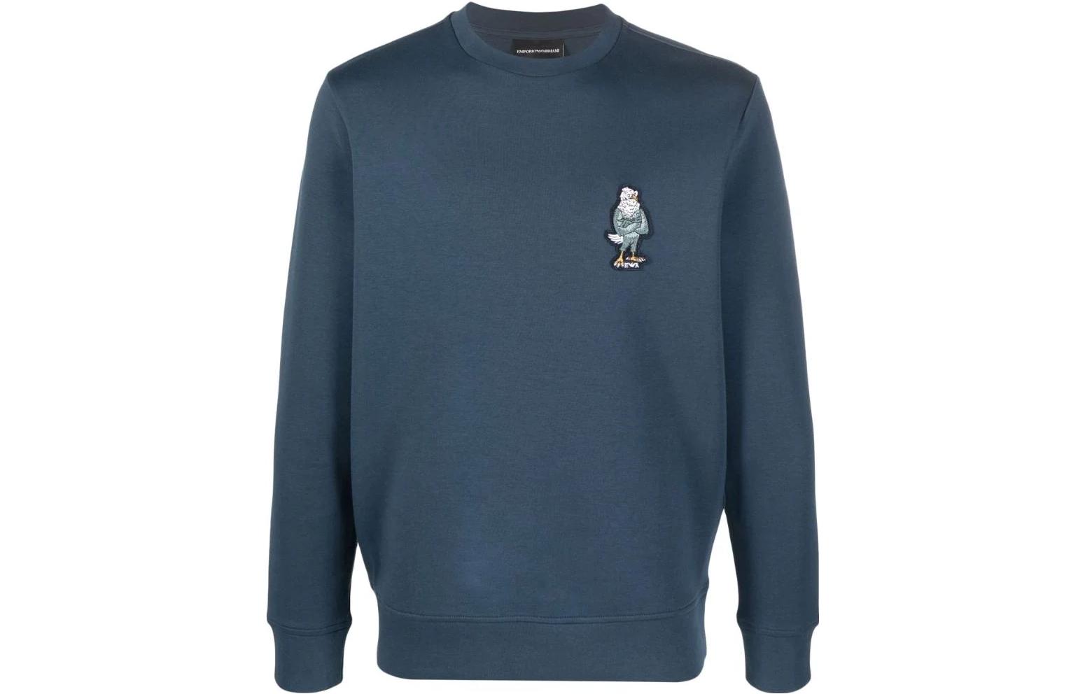 Emporio Armani FW22 Logo Patch Long-Sleeve Sweatshirt Navy Blue 3L1MFM-1JHSZ-0948