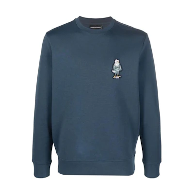 Emporio Armani FW22 Logo Patch Long-Sleeve Sweatshirt Navy Blue 3L1MFM-1JHSZ-0948