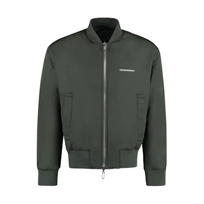Emporio Armani FW22 Logo Print Baseball Collar Zip Jacket Green 6L1BH4-1NMXZ-0558