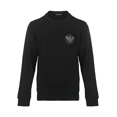 Emporio Armani FW22 Logo Print Crewneck Casual Sweatshirt Men’s Black 111785-2F573-00020