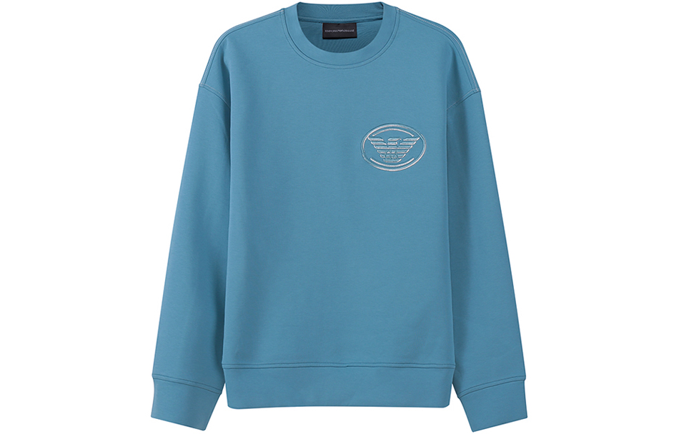 Emporio Armani FW22 Logo Print Crewneck Sweatshirt Men’s Light Blue 6L1M82-1JHSZ-0736