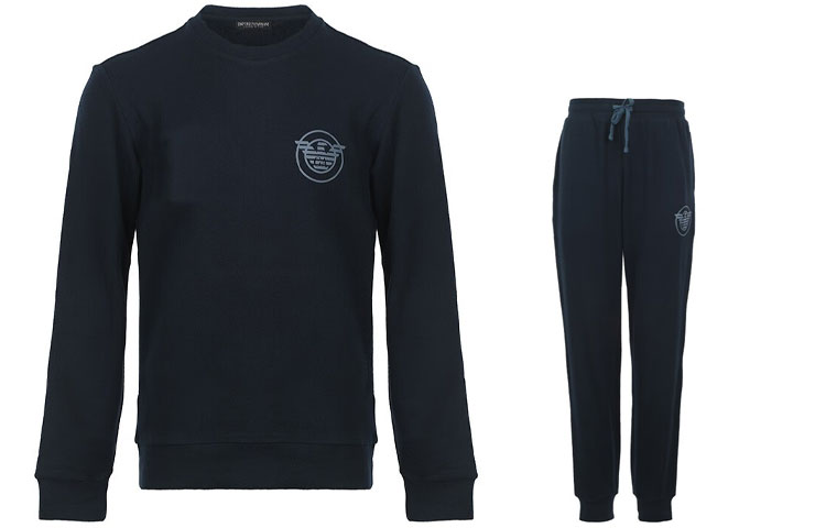 Emporio Armani FW22 Logo Print Crewneck Sweatshirt Set Men’s Navy Blue 111943-2F573-00135