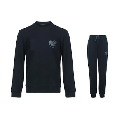 Emporio Armani FW22 Logo Print Crewneck Sweatshirt Set Men’s Navy Blue 111943-2F573-00135