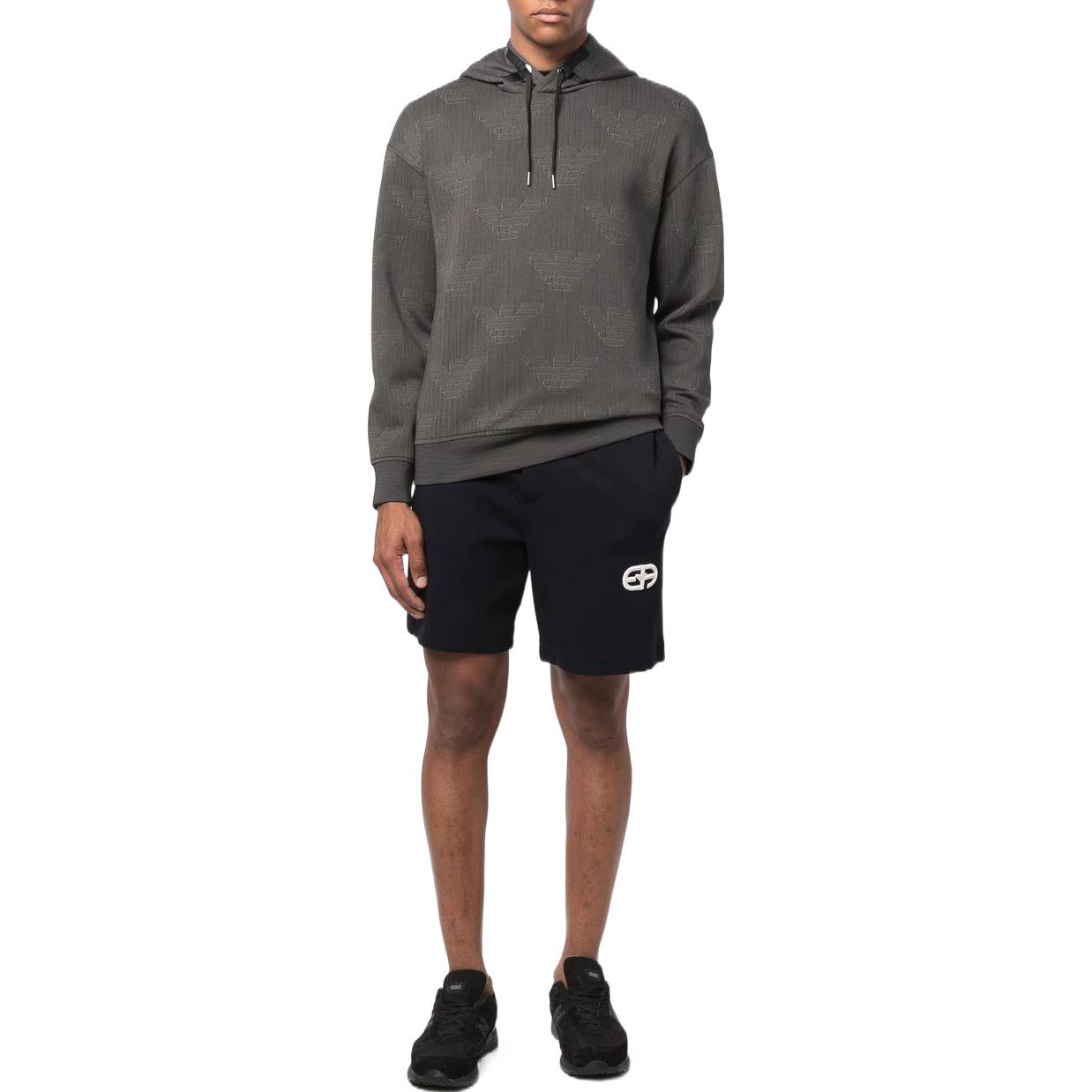 Emporio Armani FW22 Logo Print Hoodie with Ribbed Trim for Men - Gray 3L1MFR-1JHSZ-F637 圖 3