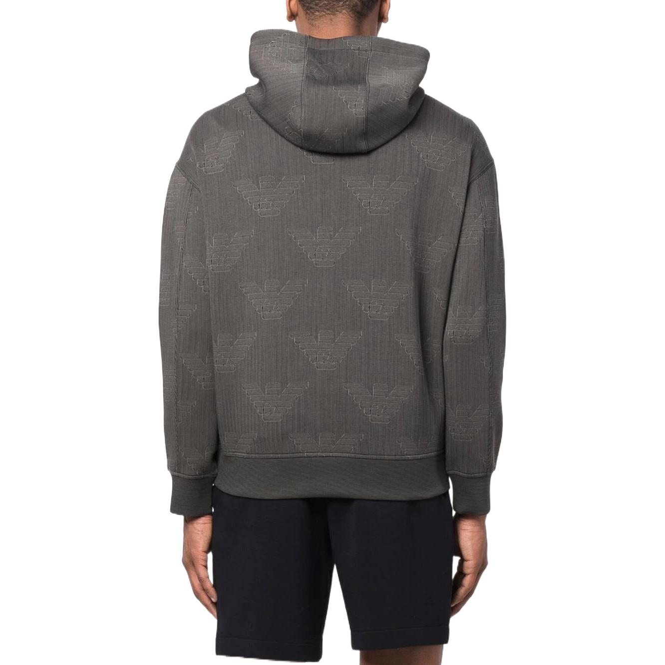 Emporio Armani FW22 Logo Print Hoodie with Ribbed Trim for Men - Gray 3L1MFR-1JHSZ-F637 圖 4
