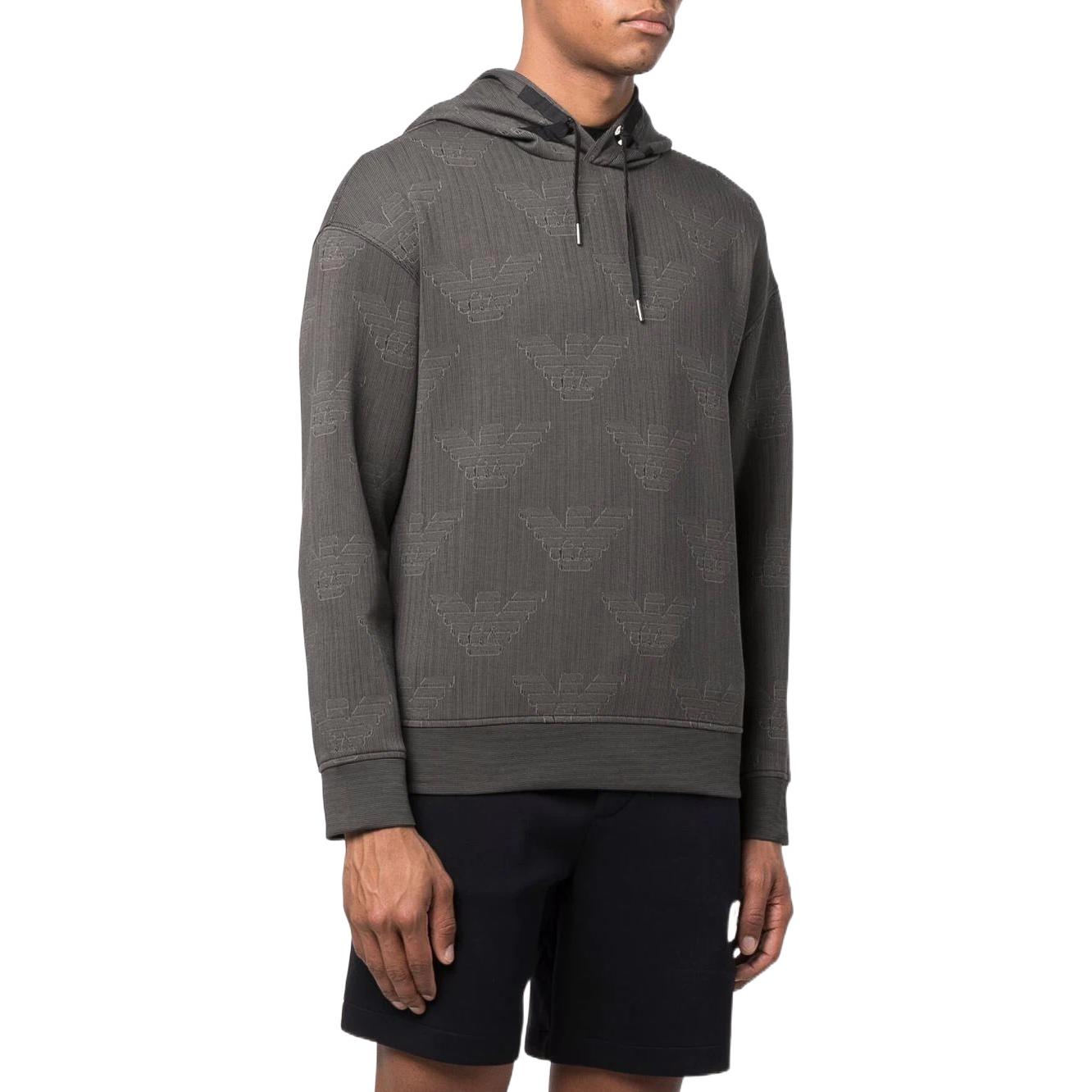 Emporio Armani FW22 Logo Print Hoodie with Ribbed Trim for Men - Gray 3L1MFR-1JHSZ-F637 圖 5