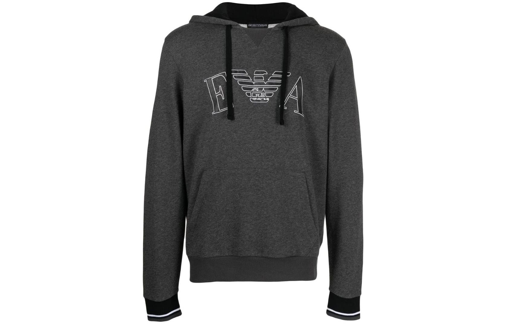 Emporio Armani FW22 Logo Print Long-Sleeve Hoodie 1117493-A3570-6749