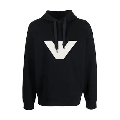 Emporio Armani FW22 Logo Print Pullover Hoodie Blue 6L1MM6-1JHSZ-0920