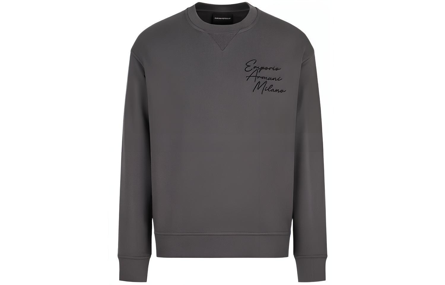 Emporio Armani FW22 Logo Print Pullover Sweatshirt Dark Gray 6L1MC31-JQNZ1-06A9