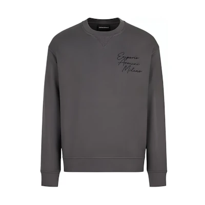 Emporio Armani FW22 Logo Print Pullover Sweatshirt Dark Gray 6L1MC31-JQNZ1-06A9