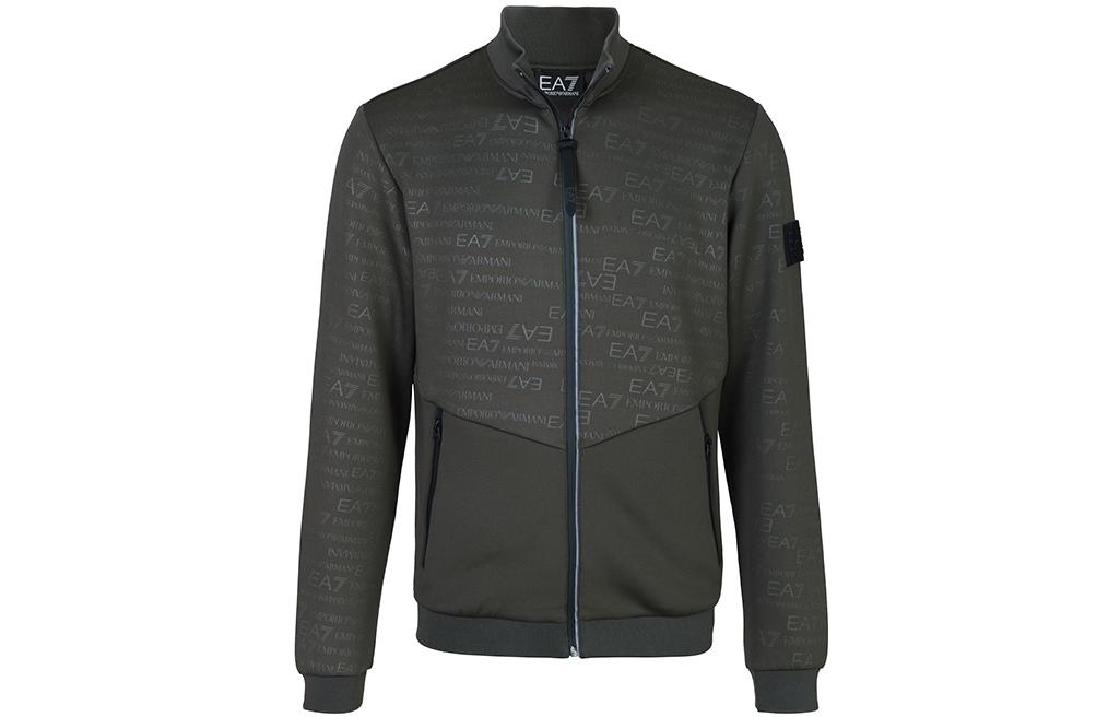 Emporio Armani FW22 Logo Print Stand Collar Jacket Military Green 6LPM08-PJAHZ-1866