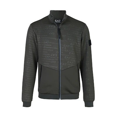 Emporio Armani FW22 Logo Print Stand Collar Jacket Military Green 6LPM08-PJAHZ-1866