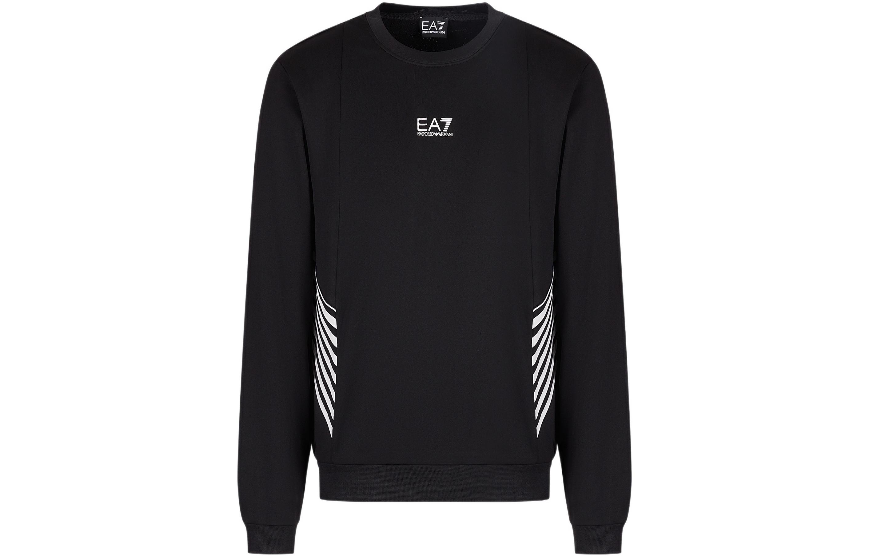 Order Emporio Armani FW22 Logo Print Striped Sweatshirt Hitam 6LPM02-PJ16Z-1200