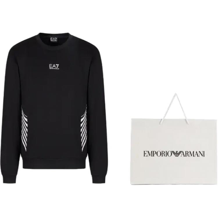 Shop Emporio Armani FW22 Logo Print Striped Sweatshirt Hitam 6LPM02-PJ16Z-1200