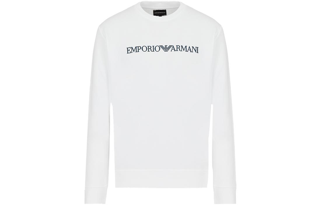 Emporio Armani FW22 Logo Print White Long Sleeve Sweatshirt for Men 8N1MR61JRIZ-1