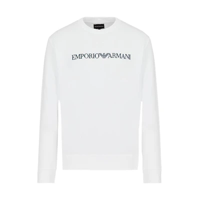 Emporio Armani FW22 Logo Print White Long Sleeve Sweatshirt for Men 8N1MR61JRIZ-1
