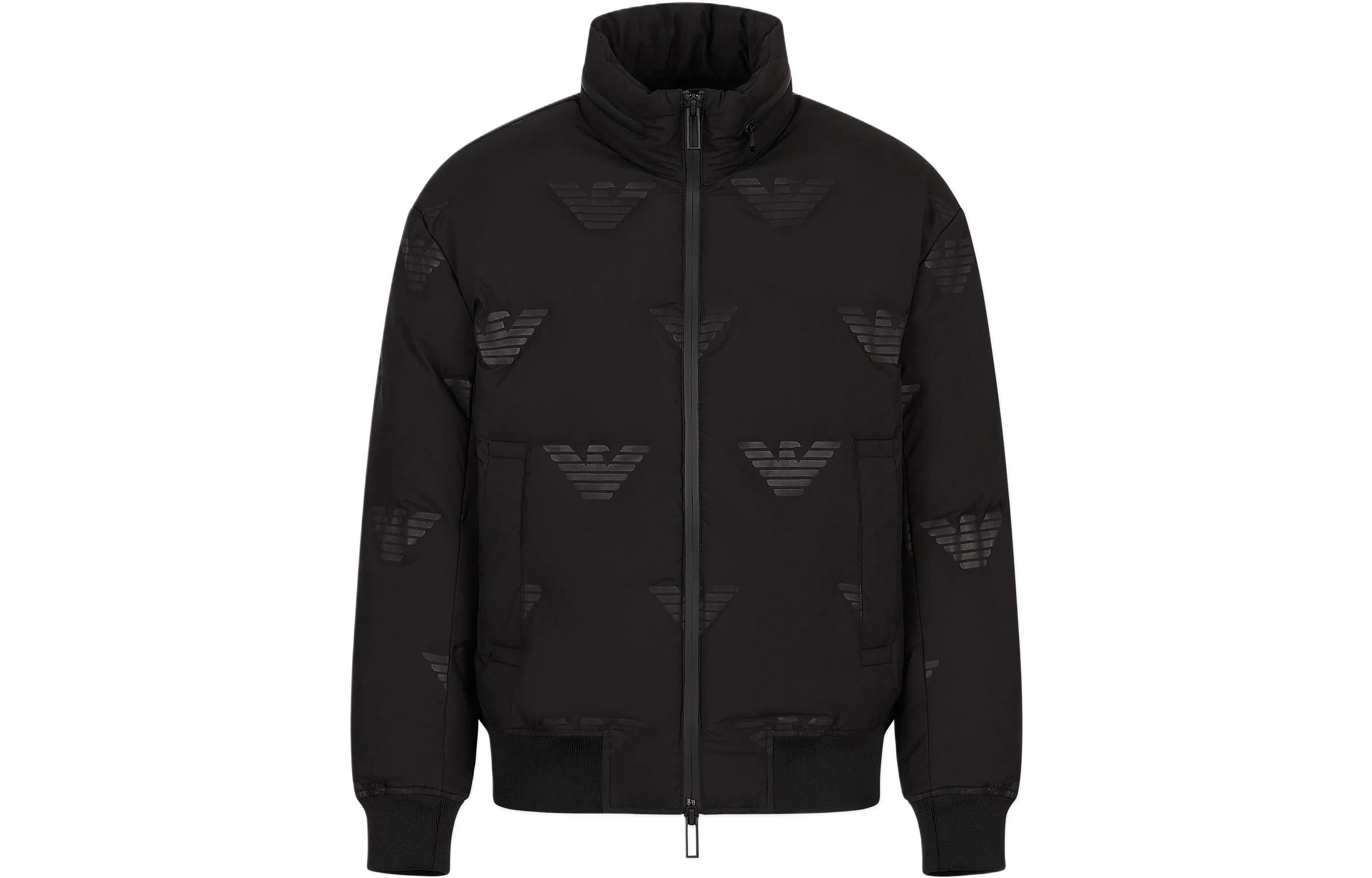 Emporio Armani FW22 Logo Print Zip-Up Jacket Black 6L1BP41-NNDZ1-0999