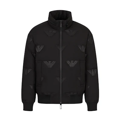 Emporio Armani FW22 Logo Print Zip-Up Jacket Black 6L1BP41-NNDZ1-0999