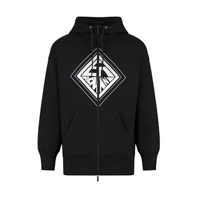 Emporio Armani FW22 Logo Print Zip-Up Sweatshirt Black 6L1B7Q1-JZ9Z1-0999