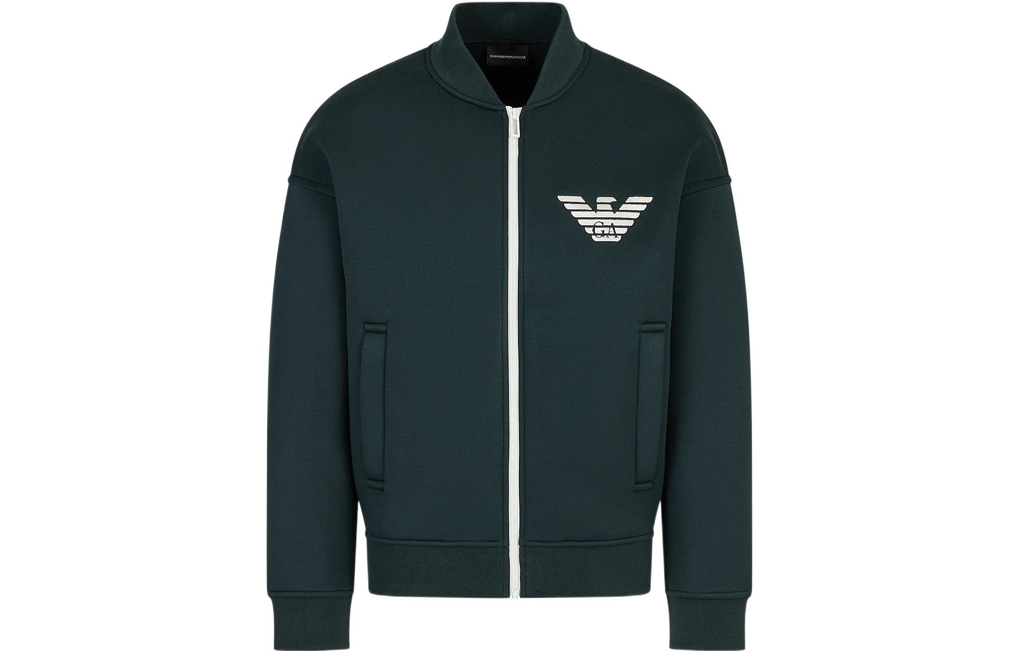 Emporio Armani FW22 Logo Print Zip-Up Sweatshirt Ocean Green () 6L1MM31-JUWZ1-0586