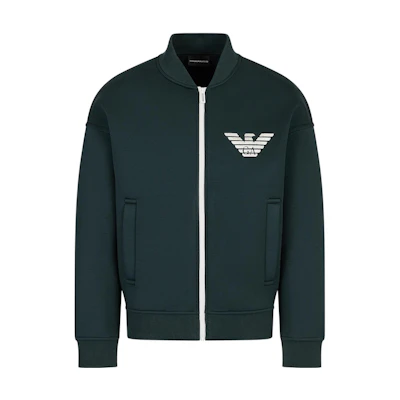 Emporio Armani FW22 Logo Print Zip-Up Sweatshirt Ocean Green () 6L1MM31-JUWZ1-0586