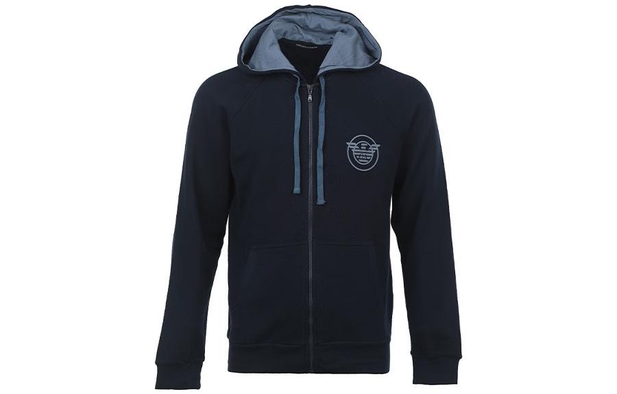 Emporio Armani FW22 Logo Zip-Up Hoodie Jacket Navy Blue 1118352-F5730-0135