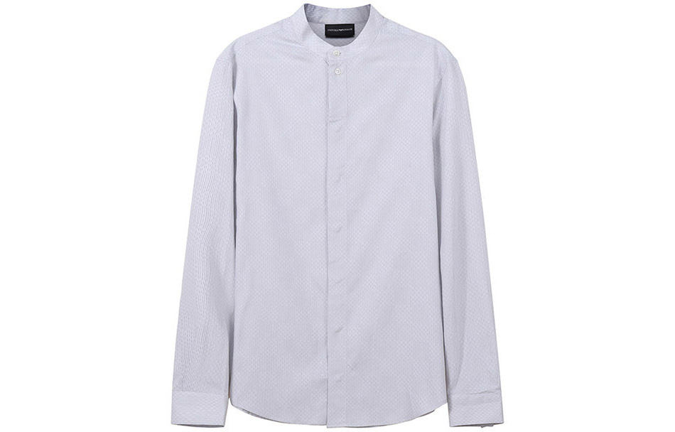 Order EMPORIO ARMANI FW22 Men’s Plaid Patchwork Long-Sleeve Shirt Light Gray. H31CF6-C11F5-036