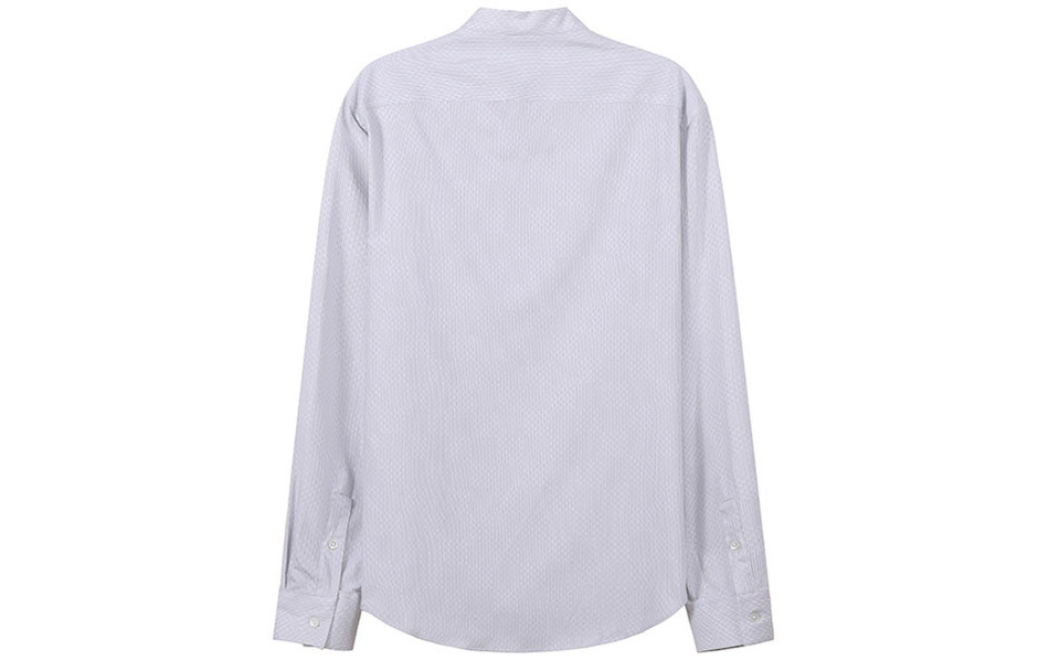 Lookbook EMPORIO ARMANI FW22 Men’s Plaid Patchwork Long-Sleeve Shirt Light Gray. H31CF6-C11F5-036