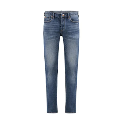 EMPORIO ARMANI FW22 Mid-Rise Straight Fade Blue Jeans for Men. 6L1J75-1DMXZ-0941