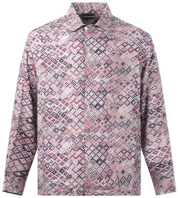 EMPORIO ARMANI FW22 Mosaic Print Long Sleeve Shirt for Men in Grey and Pink. H31FA1-C114C-037 Buy EMPORIO ARMANI FW22 Mosaic Print Long Sleeve Shirt for Men in Grey and Pink. H31FA1-C114C-037