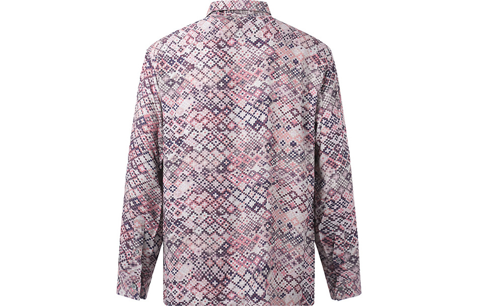 Lookbook EMPORIO ARMANI FW22 Mosaic Print Long Sleeve Shirt for Men in Grey and Pink. H31FA1-C114C-037