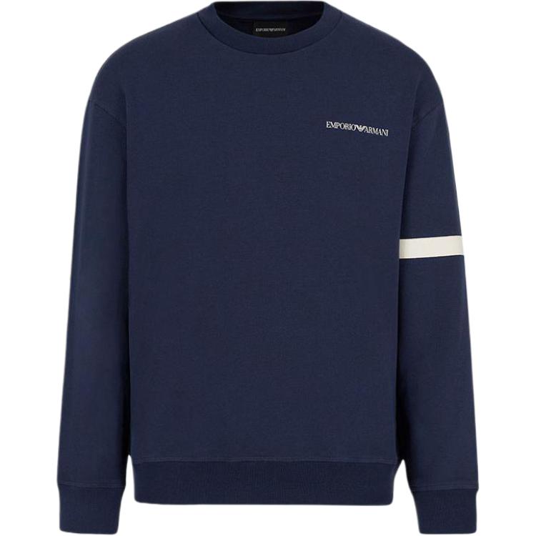 Emporio Armani FW22 Navy Blue Crewneck Sweatshirt with Logo Print 6K1MB9-1JSCZ1-09E6