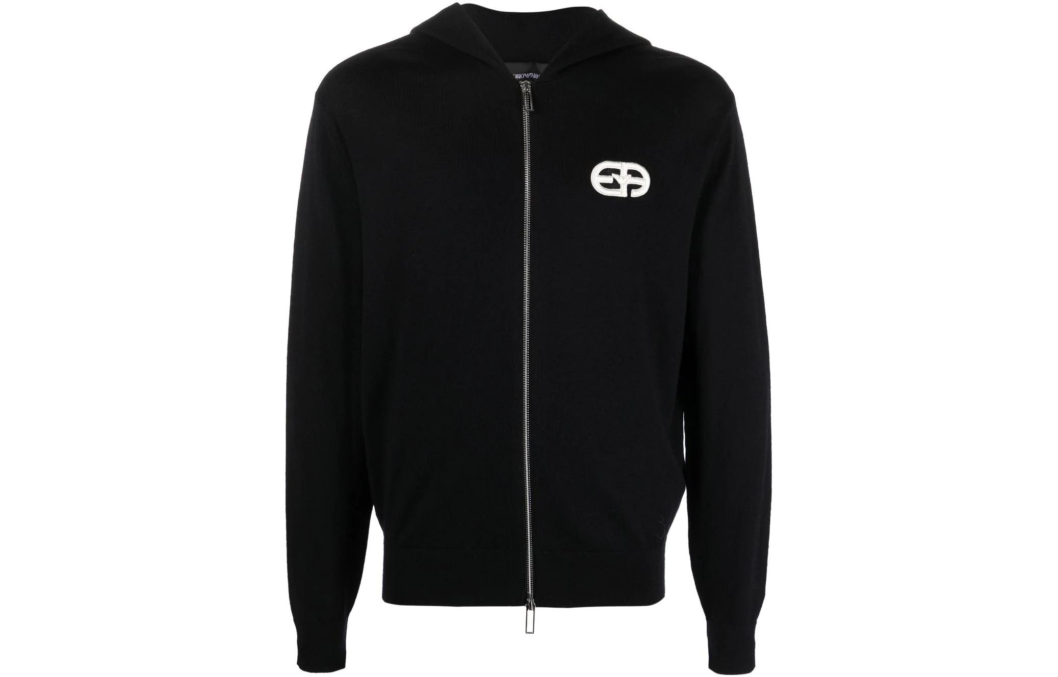 Emporio Armani FW22 Navy Blue Logo Embossed Zip-Up Hoodie 6L1MX6-1MWRZ-0920