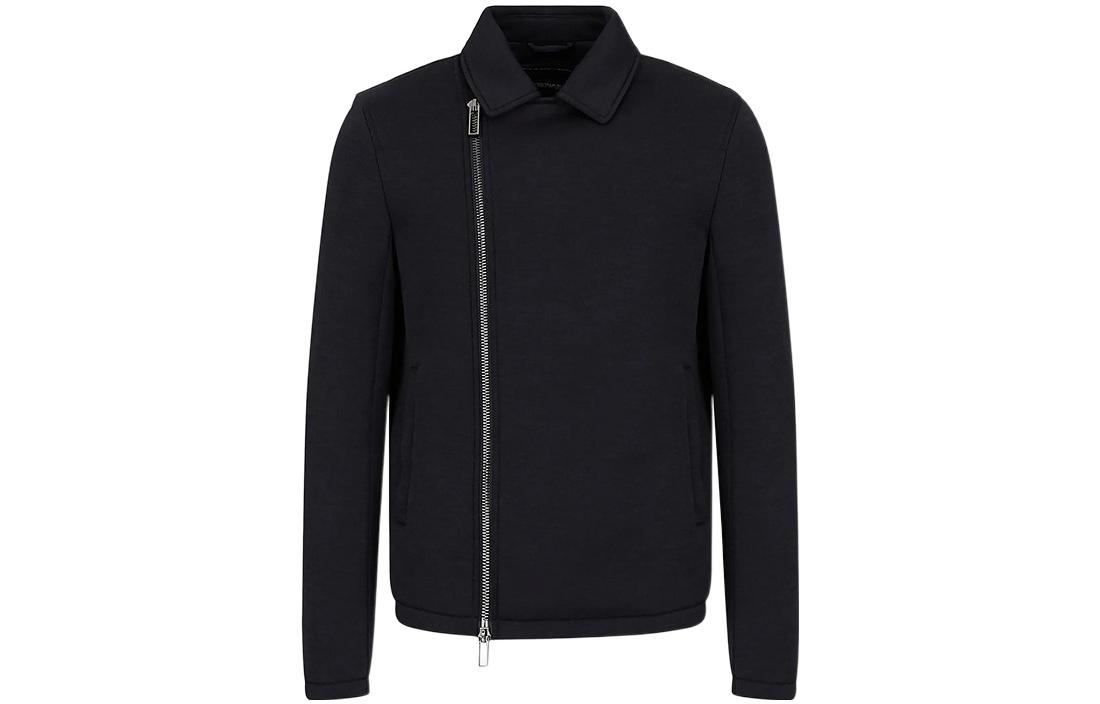 Emporio Armani FW22 Navy Blue Solid Zipper Long-Sleeve Jacket 6K1B861-JWQZ1-0920