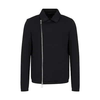 Emporio Armani FW22 Navy Blue Solid Zipper Long-Sleeve Jacket 6K1B861-JWQZ1-0920
