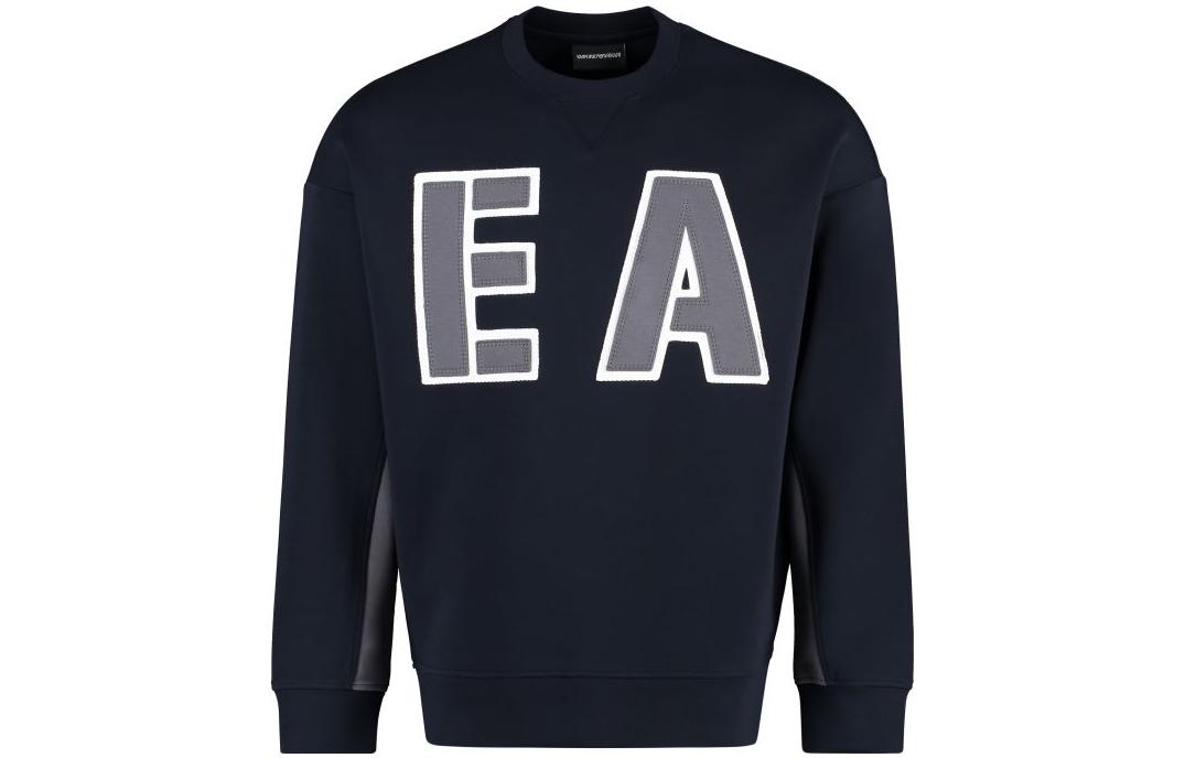 Emporio Armani FW22 Navy Logo Crewneck Long-Sleeve Pullover Sweatshirt 6L1MM2-1JHSZ-0920