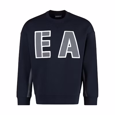 Emporio Armani FW22 Navy Logo Crewneck Long-Sleeve Pullover Sweatshirt 6L1MM2-1JHSZ-0920