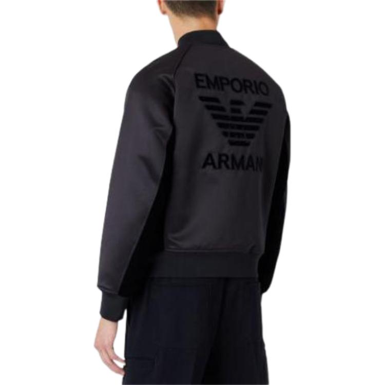 Emporio Armani FW22 Navy Logo Embroidered Zip Jacket for Men 6K1B94-1NYXZ-0920