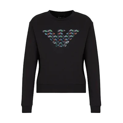 Emporio Armani FW22 Organic Cotton Oversized Eagle Sweatshirt Black 6L2M8Z2-J49Z1-0999