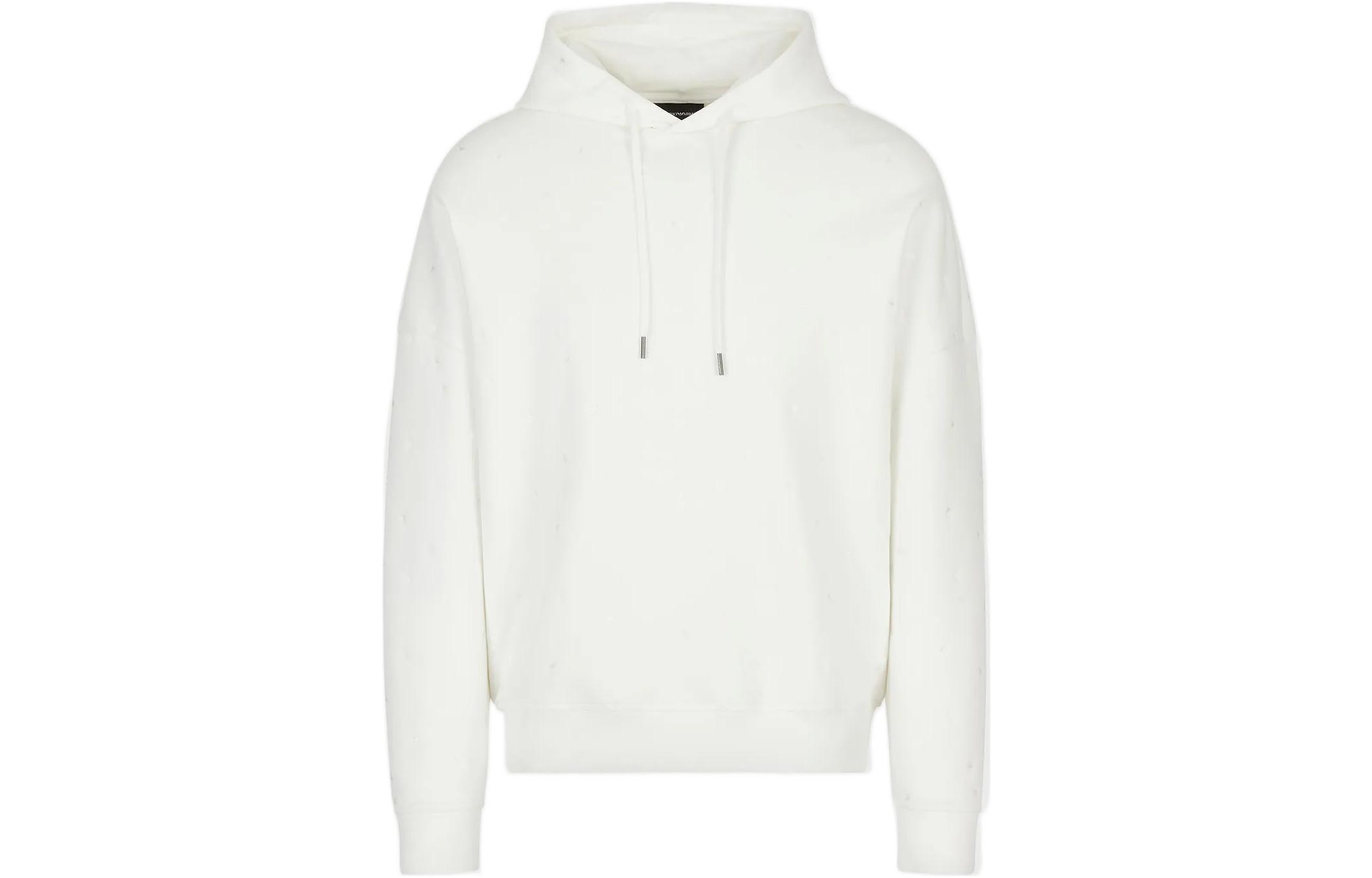 Emporio Armani FW22 Oversized White Hoodie Casual Long-Sleeve Pullover 6L1M791-JHSZ1-0153